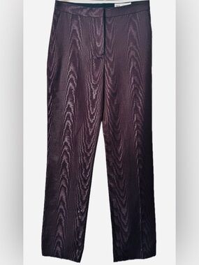 ZARA Metallic Burgundy Tapered Pants XS  Satin Sheen Dressy Minimalist